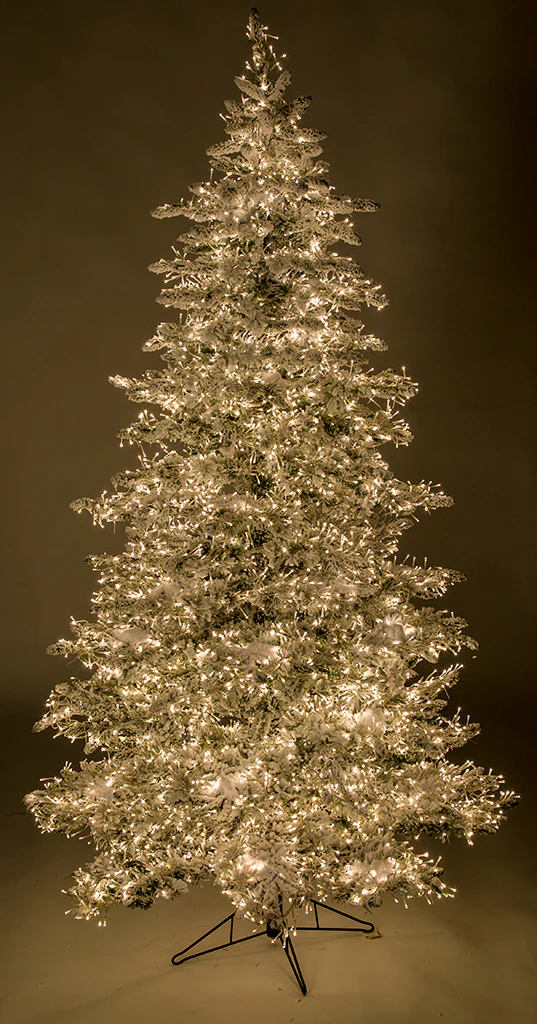 7'6"Hx50"W Flocked Polaris Artificial Christmas Tree, Micro LED Pre-Lit (Warm White, Multi-Mode) -White - Image 2