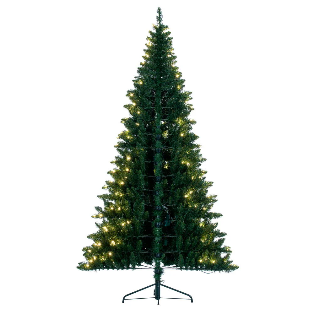 7'6"Hx50"W Half-Tree/Wall Chapel Pine Artificial Christmas Tree, LED Pre-Lit -Green - Image 4