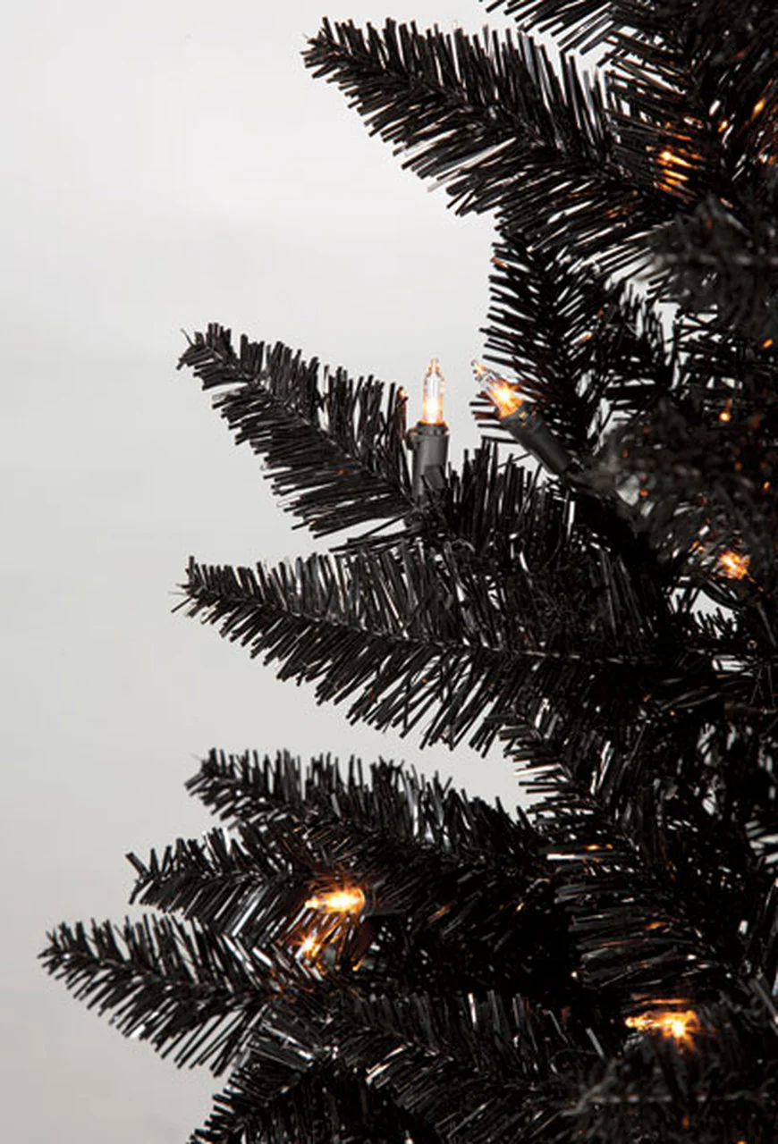 7'6"Hx50"W Tinsel Black Artificial Christmas Tree, LED Pre-Lit -Black - Image 2