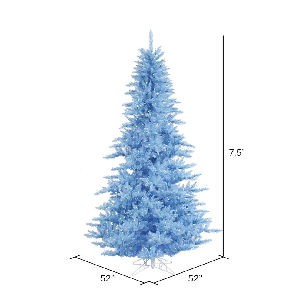 7'6"Hx52"W Fir Artificial Christmas Tree, LED Pre-Lit (Sky Blue) -Sky Blue - Image 2