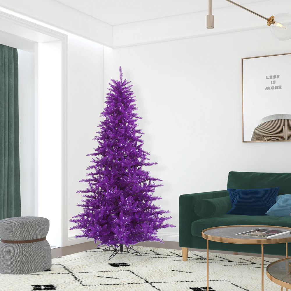 7'6"Hx52"W Fir Artificial Christmas Tree, Unlit -Purple - Image 4