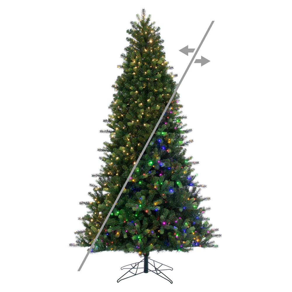 7'6"Hx52"W PE Vermont Spruce Artificial Christmas Tree, Micro LED Pre-Lit (Multi-Mode) -Green