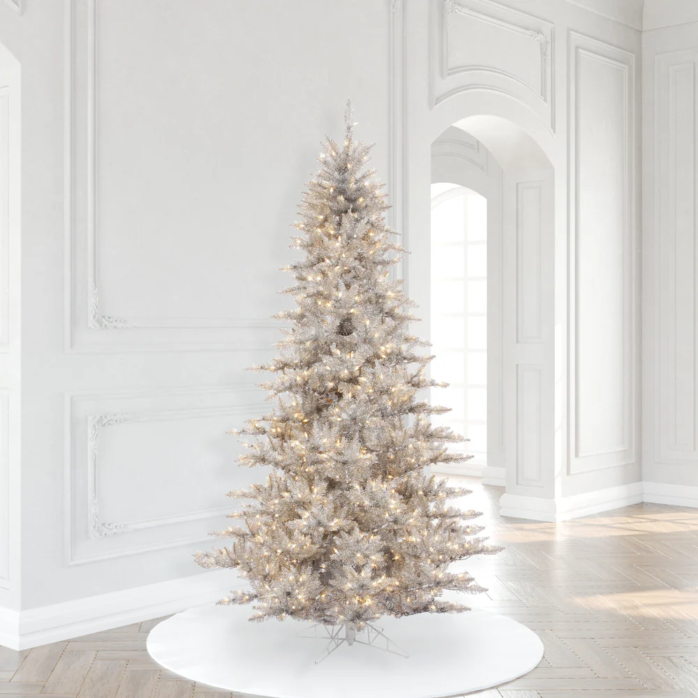 7'6"Hx52"W Tinsel Fir Artificial Christmas Tree, LED Pre-Lit -Silver - Image 5