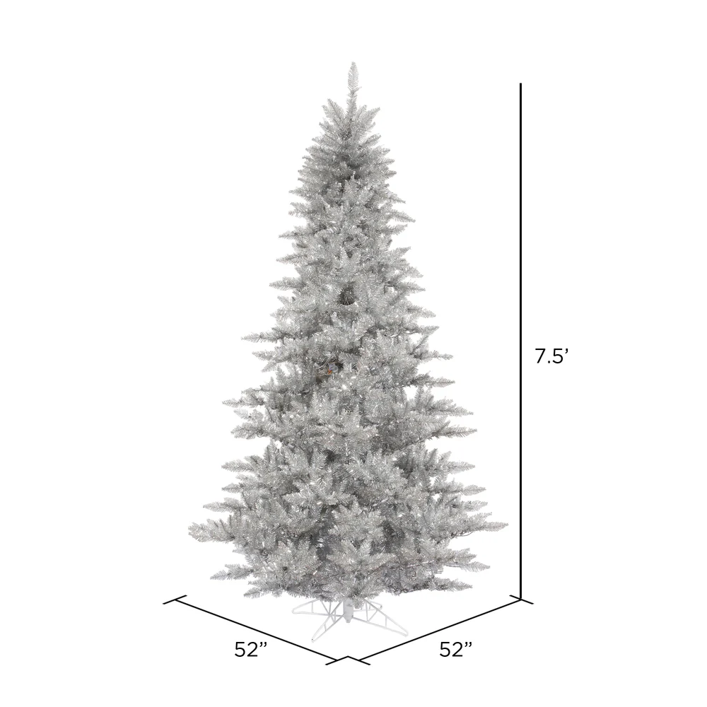 7'6"Hx52"W Tinsel Fir Artificial Christmas Tree, Unlit -Silver - Image 3