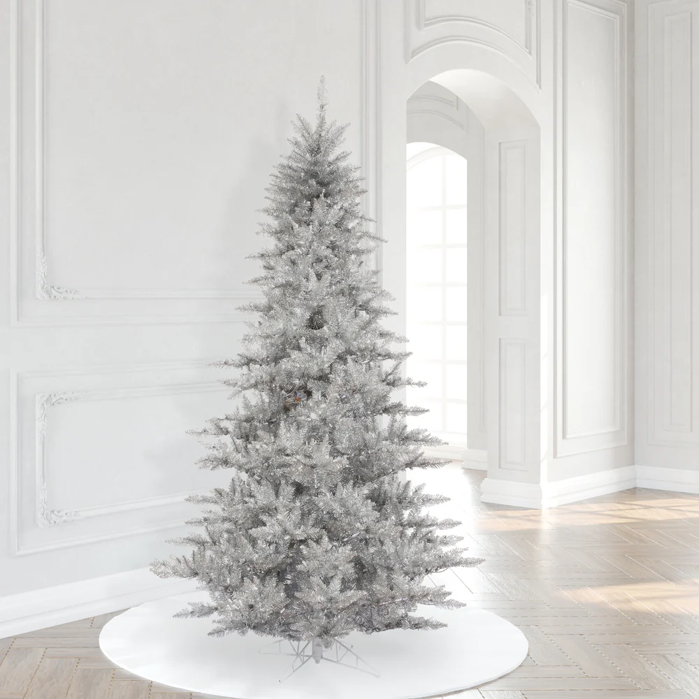 7'6"Hx52"W Tinsel Fir Artificial Christmas Tree, Unlit -Silver - Image 6