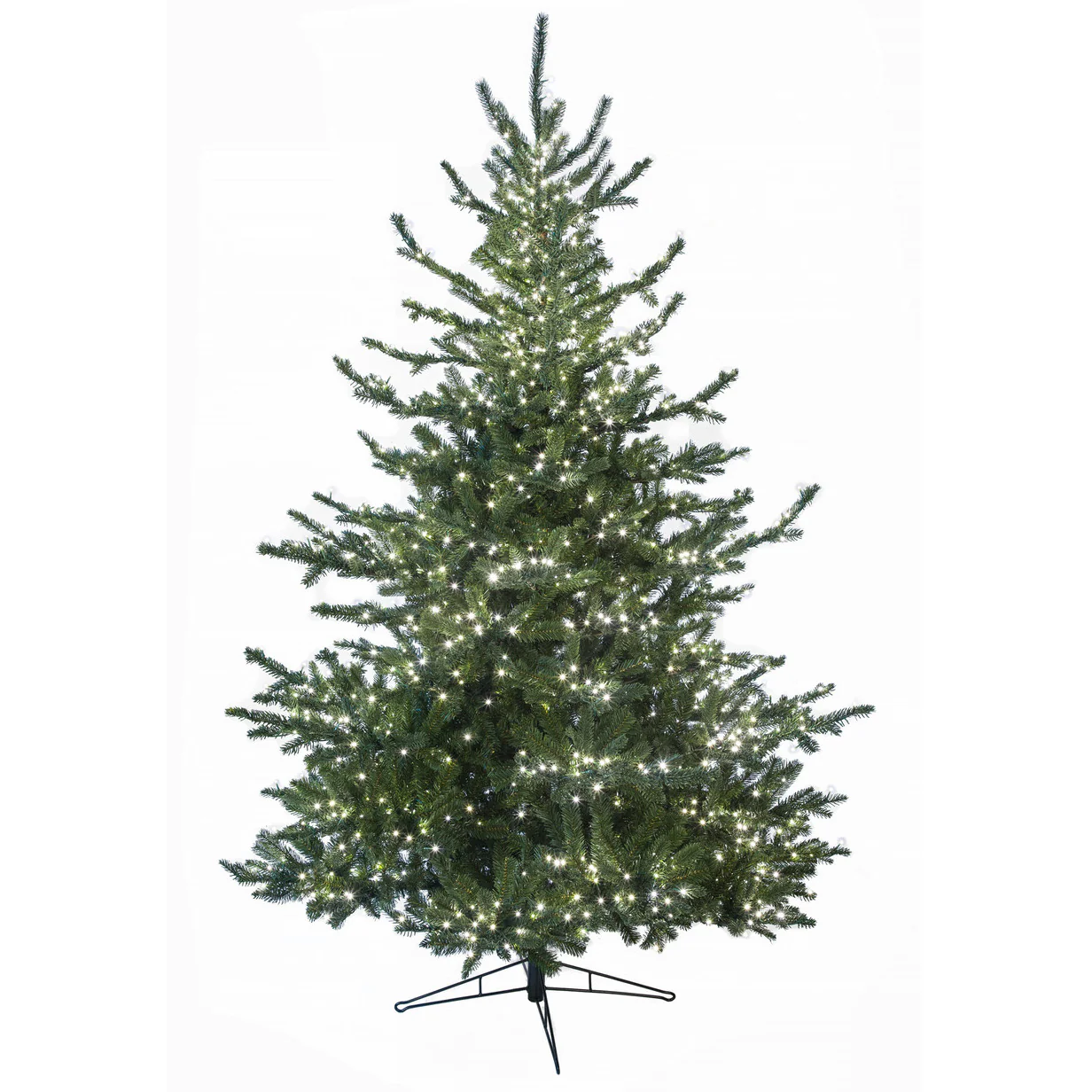 7'6"Hx53"W PE Pacific Fir Artificial Christmas Tree, Micro LED Pre-Lit -Green