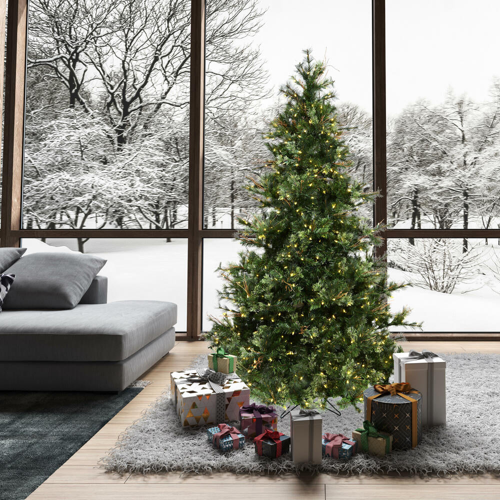 7'6"Hx54"W Mixed Country Artificial Christmas Tree w/Pinecone & Grapevine, LED Pre-Lit -Green/Brown - Image 5