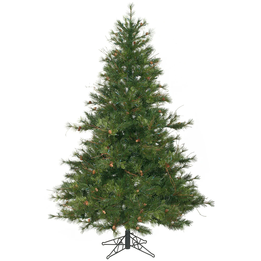 7'6"Hx54"W Mixed Country Artificial Christmas Tree w/Pinecone & Grapevine, Unlit -Green/Brown