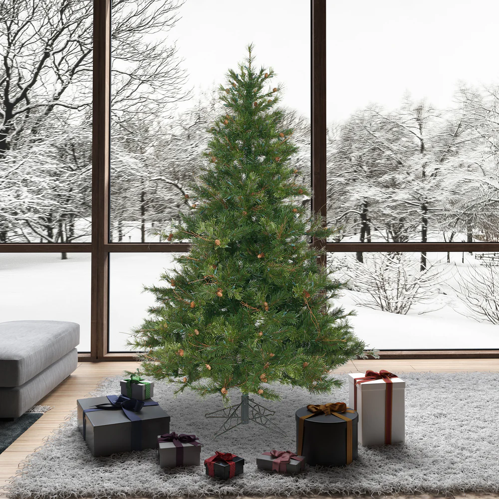 7'6"Hx54"W Mixed Country Artificial Christmas Tree w/Pinecone & Grapevine, Unlit -Green/Brown - Image 5