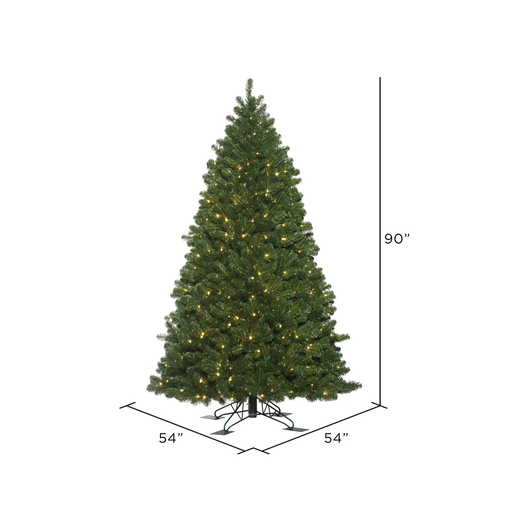 7'6"Hx54"W Outdoor UV-Resistant Oregon Fir Artificial Christmas Tree, LED Pre-Lit -Green - Image 2