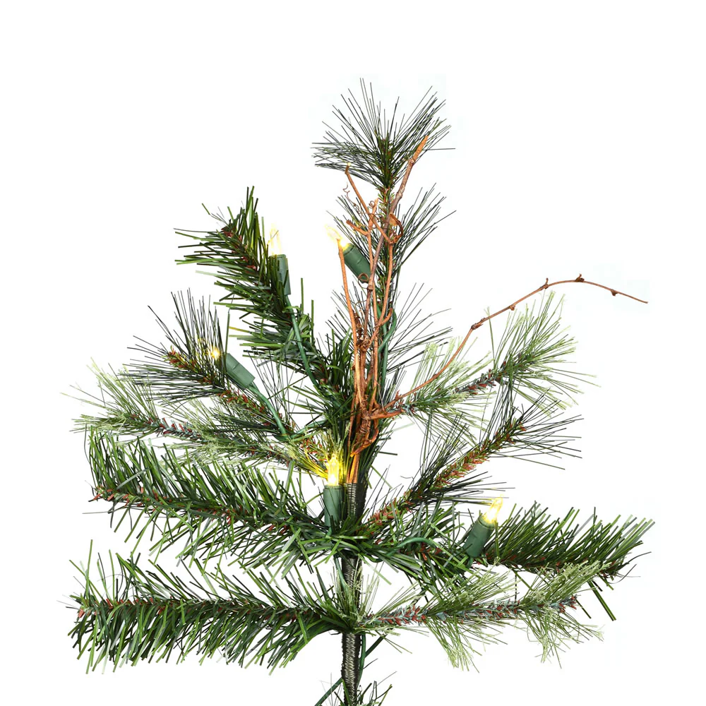 7'6"Hx54"W Slim Mixed Country Artificial Christmas Tree w/Pinecone & Grapevine, LED Pre-Lit -Green/Brown - Image 2