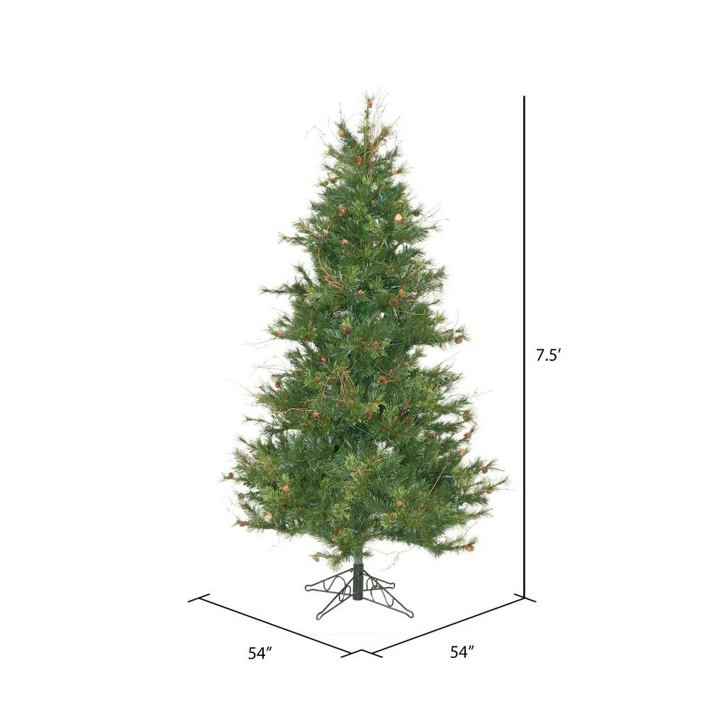 7'6"Hx54"W Slim Mixed Country Artificial Christmas Tree w/Pinecone & Grapevine, Unlit -Green/Brown - Image 3