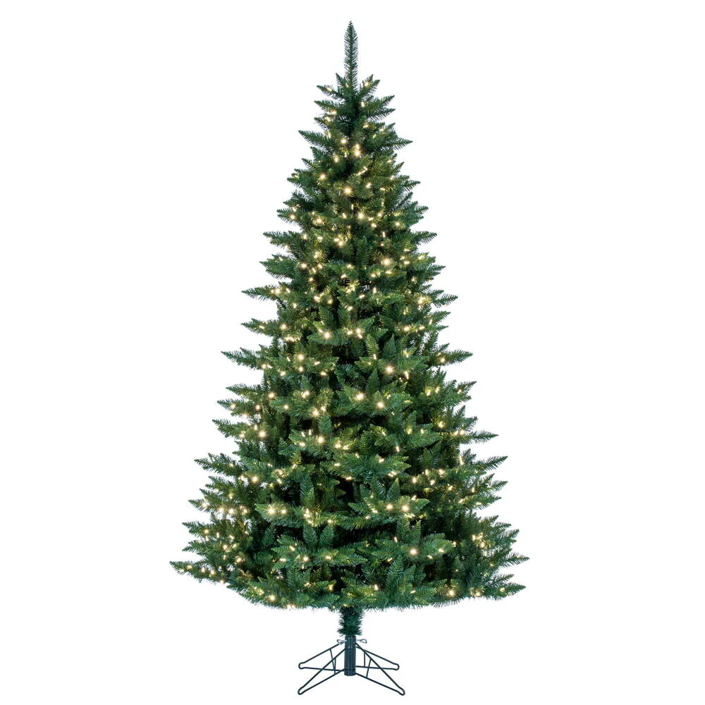 7'6"Hx55"W Camdon Fir Artificial Christmas Tree, LED Pre-Lit -Green