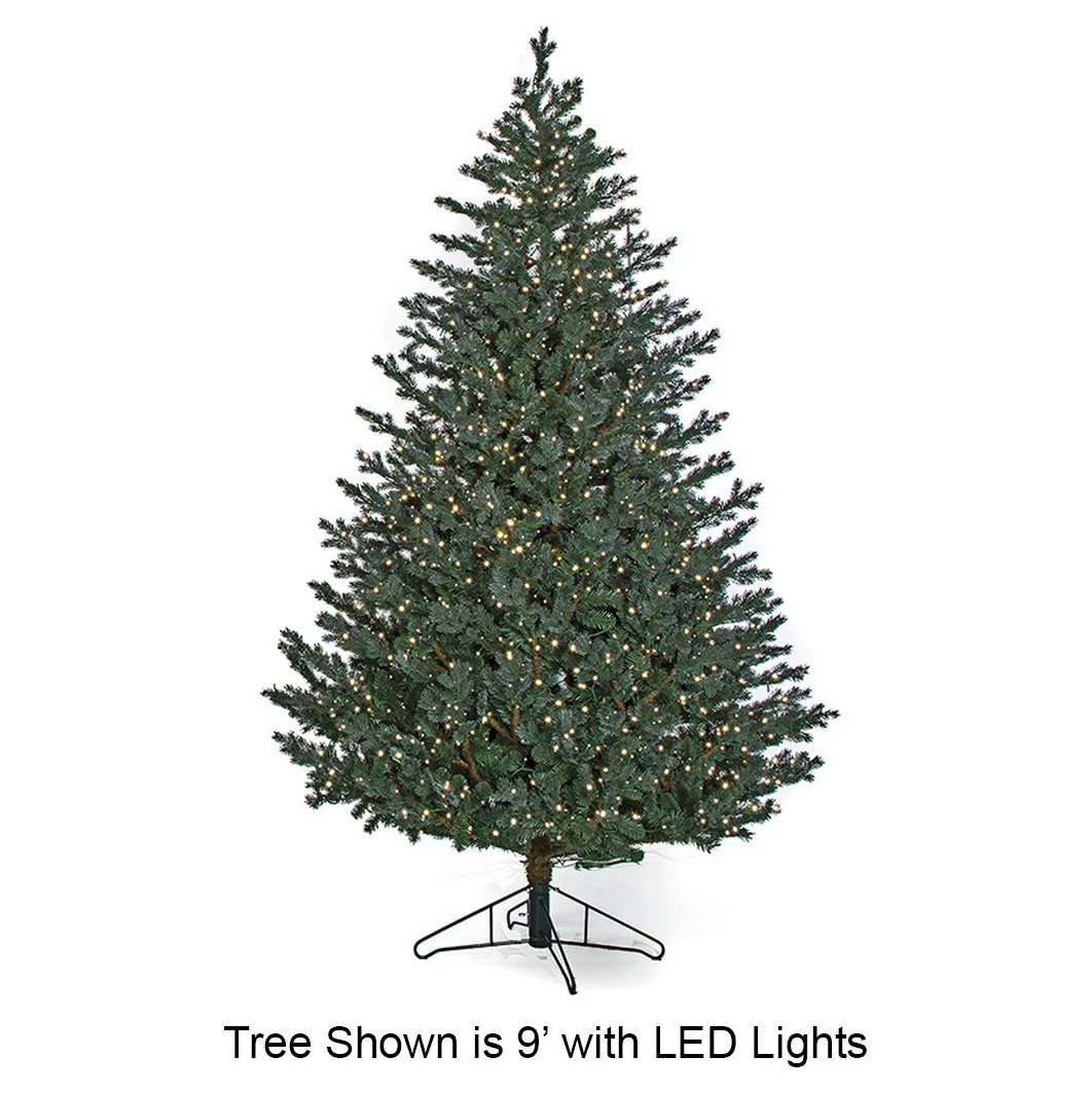 7'6"Hx55"W PE Abington Blue Spruce Artificial Christmas Tree, Micro LED Pre-Lit -Green/Blue