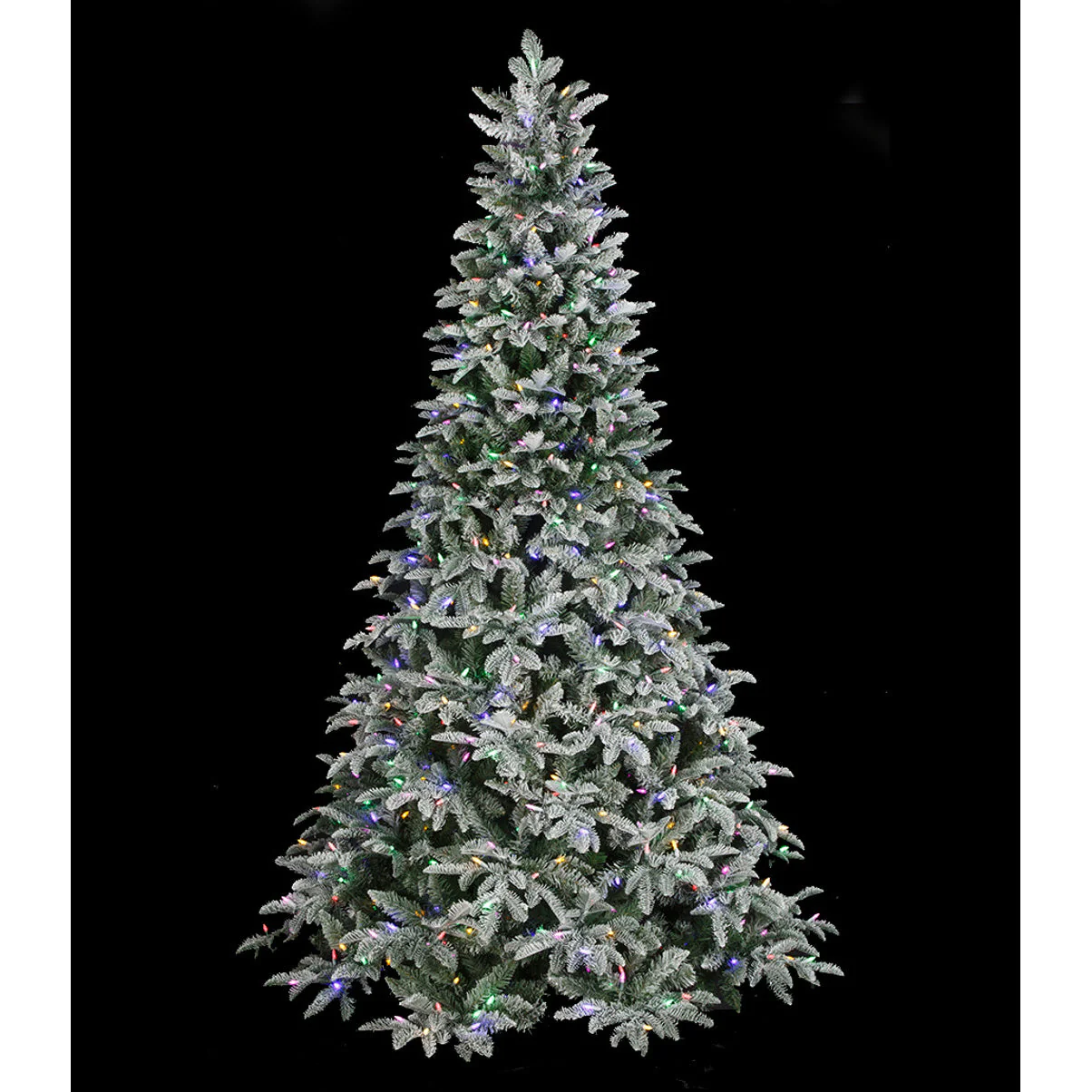 7'6"Hx55"W PE Flocked Canaan Fir Artificial Christmas Tree, LED Pre-Lit (Multi-Mode) -White/Green - Image 2