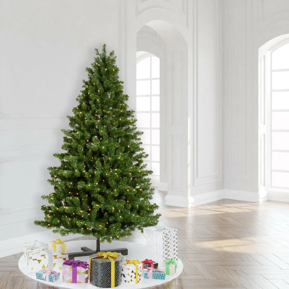 7'6"Hx56"W Medium Grand Teton Pine Artificial Christmas Tree, LED Pre-Lit -Green - Image 4