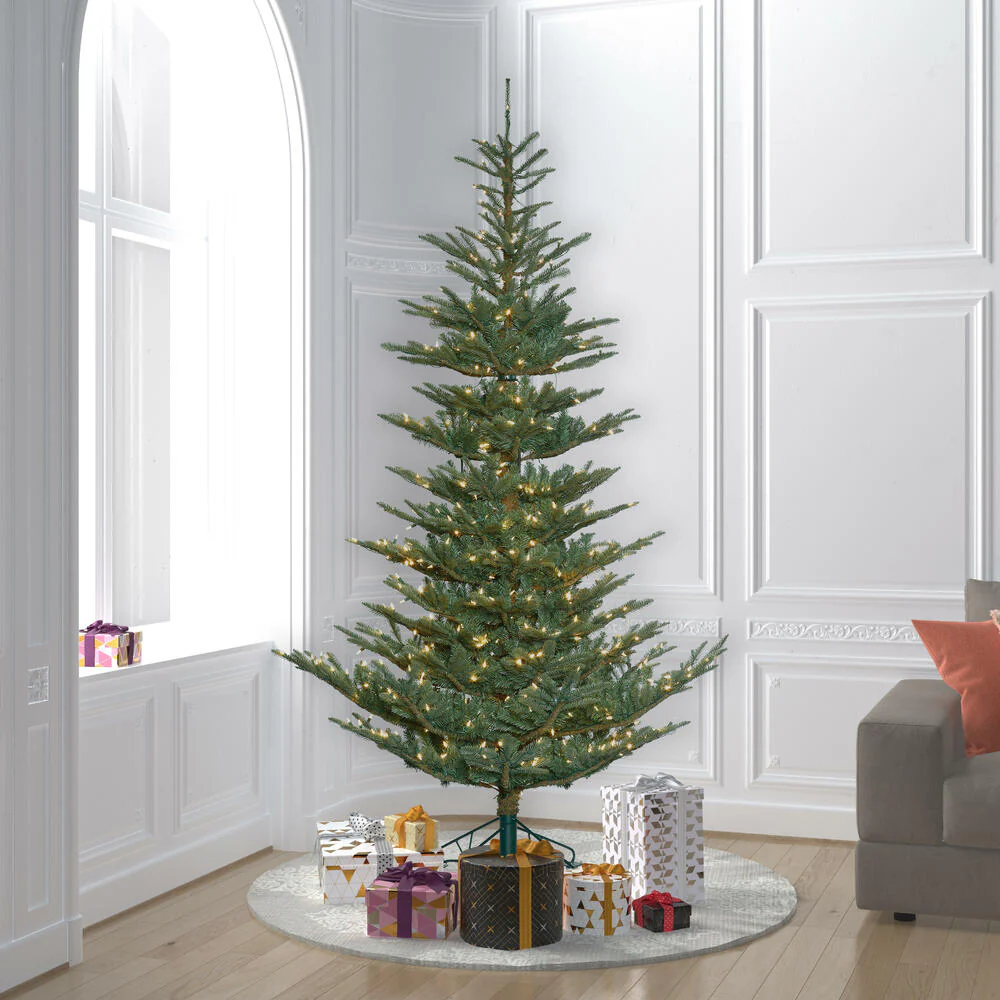 7'6"Hx56"W PE Alberta Blue Spruce Artificial Christmas Tree, LED Pre-Lit -Green - Image 3