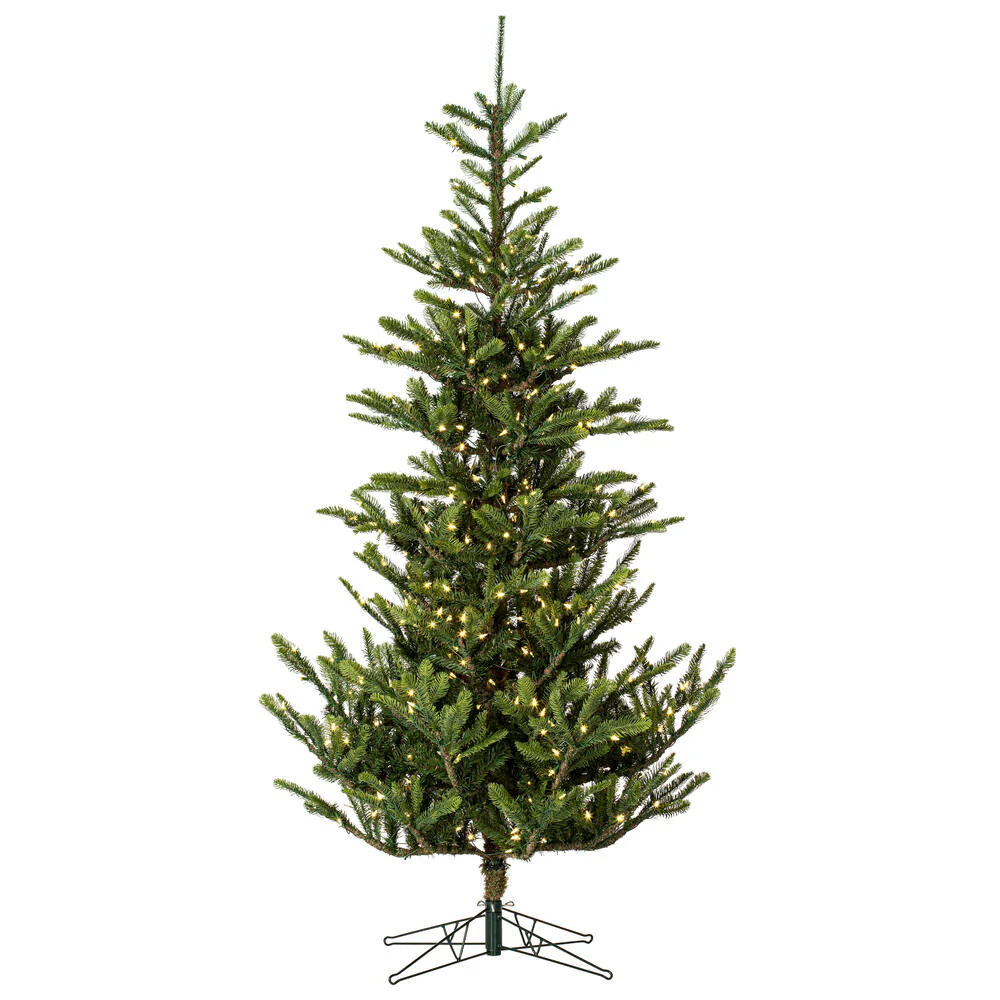 7'6"Hx56"W PE Alberta Spruce Artificial Christmas Tree, LED Pre-Lit -Green