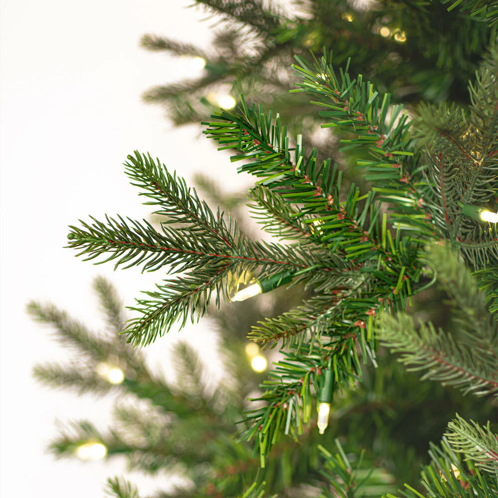 7'6"Hx56"W PE Douglas Fir Artificial Christmas Tree, Micro LED Pre-Lit -Green - Image 2