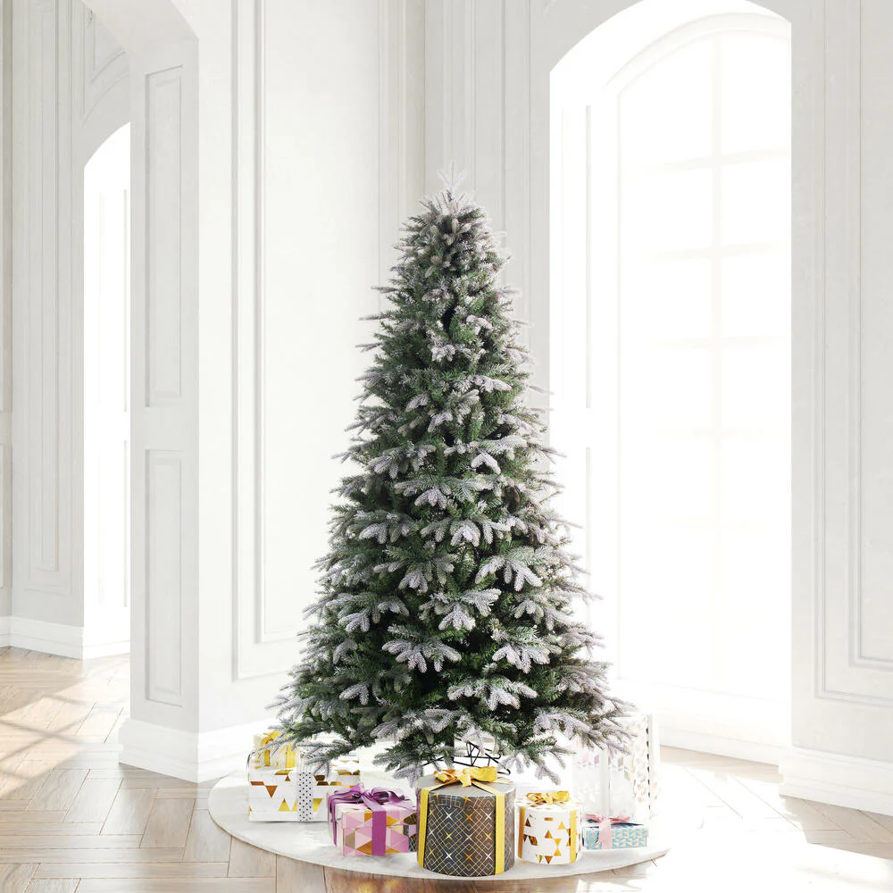 7'6"Hx56"W PE Frosted Douglas Fir Artificial Christmas Tree, Unlit -Green - Image 5
