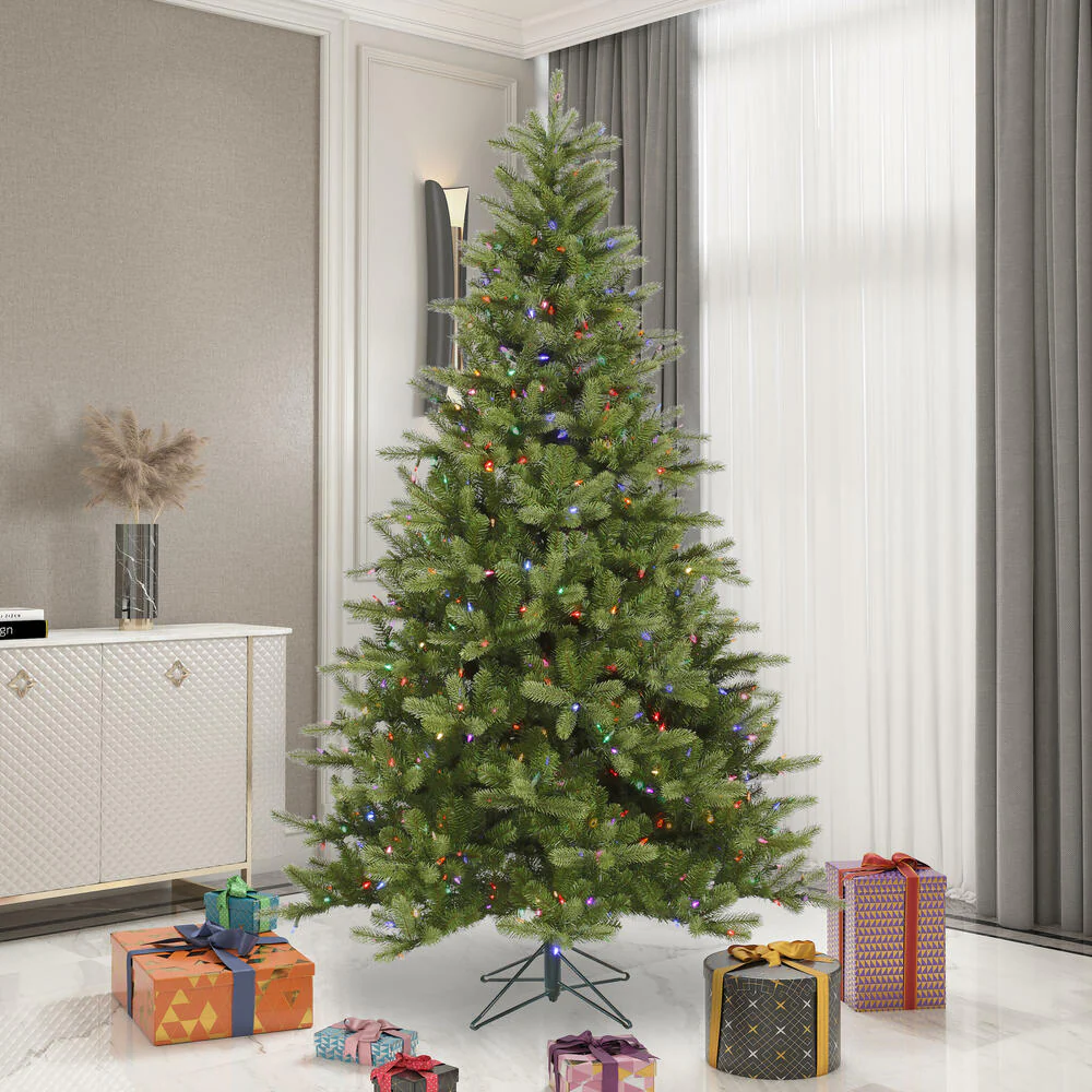 7'6"Hx56"W PE King Spruce Artificial Christmas Tree, LED Pre-Lit (Multicolor) -Green - Image 5