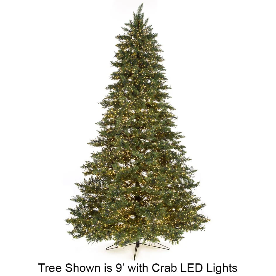 7'6"Hx57"W Polaris Pine Artificial Christmas Tree, Micro LED Pre-Lit (Warm White, Multi-Mode) -Green