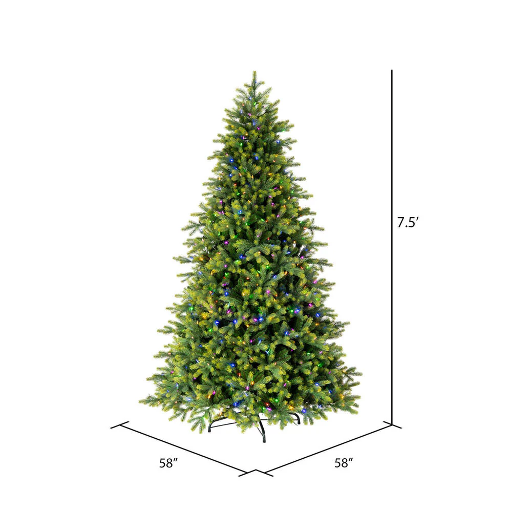 7'6"Hx58"W PE Jersey Fraser Artificial Christmas Tree, RGB LED Pre-Lit (Multi-Mode) -Green - Image 3
