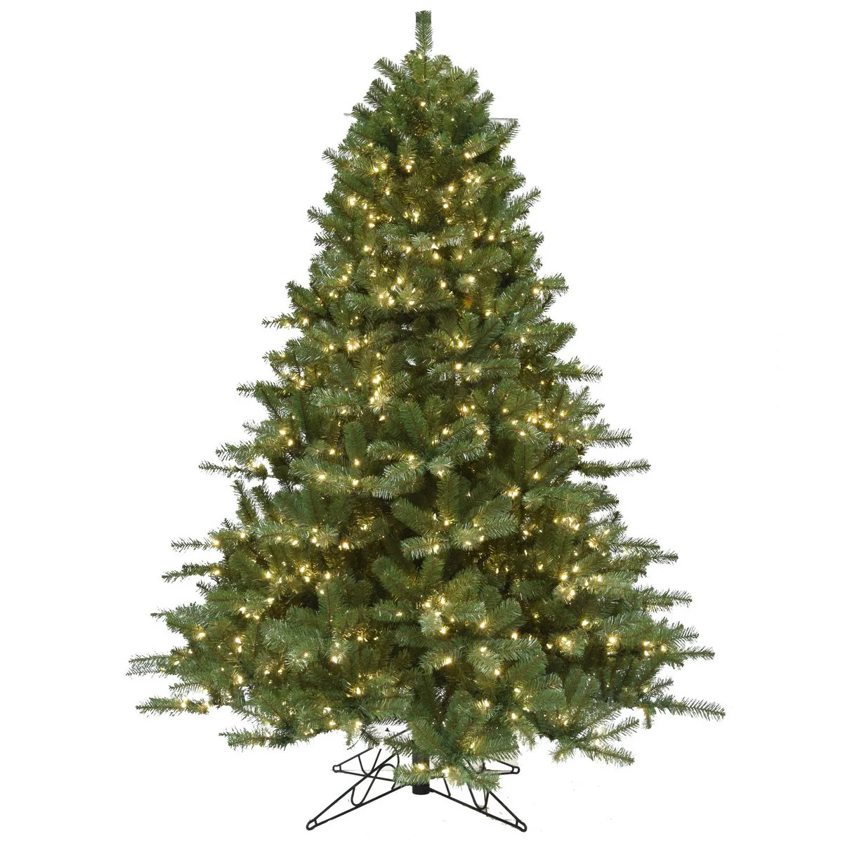 7'6"Hx60"W Fluff-Free Virginia Pine Artificial Christmas Tree, LED Pre-Lit (Twinkle) -Green