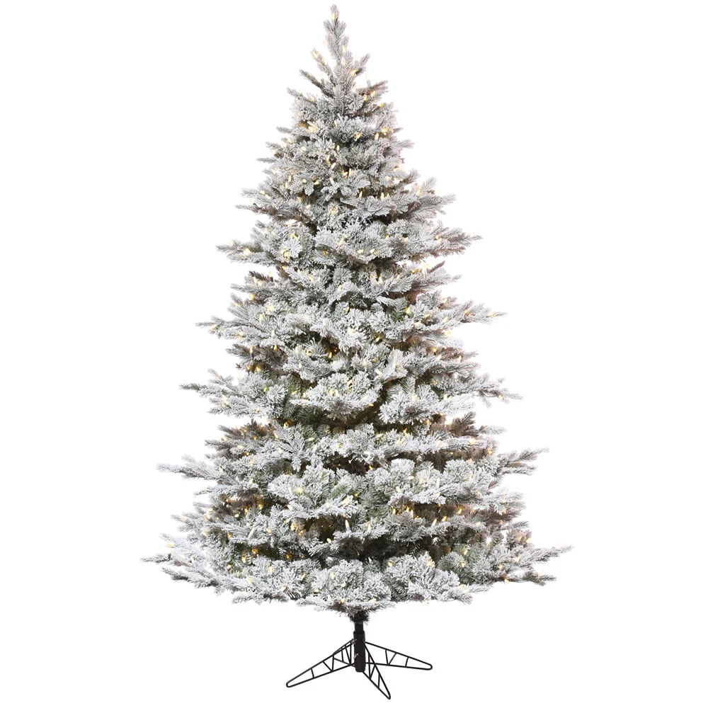 7'6"Hx60"W PE Flocked Kiana Artificial Christmas Tree, LED Pre-Lit -White