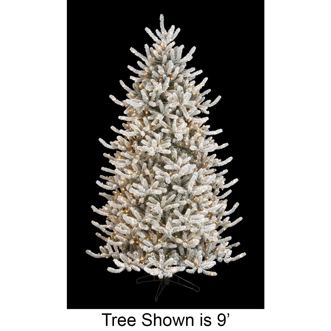 7'6"Hx60"W PE Flocked Windsor Spruce Artificial Christmas Tree, Micro LED Pre-Lit (Multi-Mode) -White/Green - Image 2