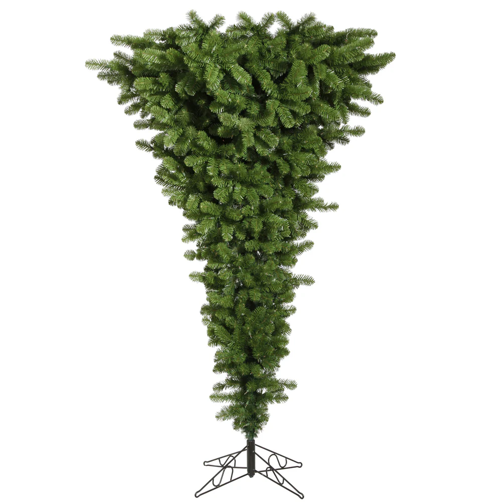 7'6"Hx60"W Upside-Down American Pine Artificial Christmas Tree, Unlit -Green