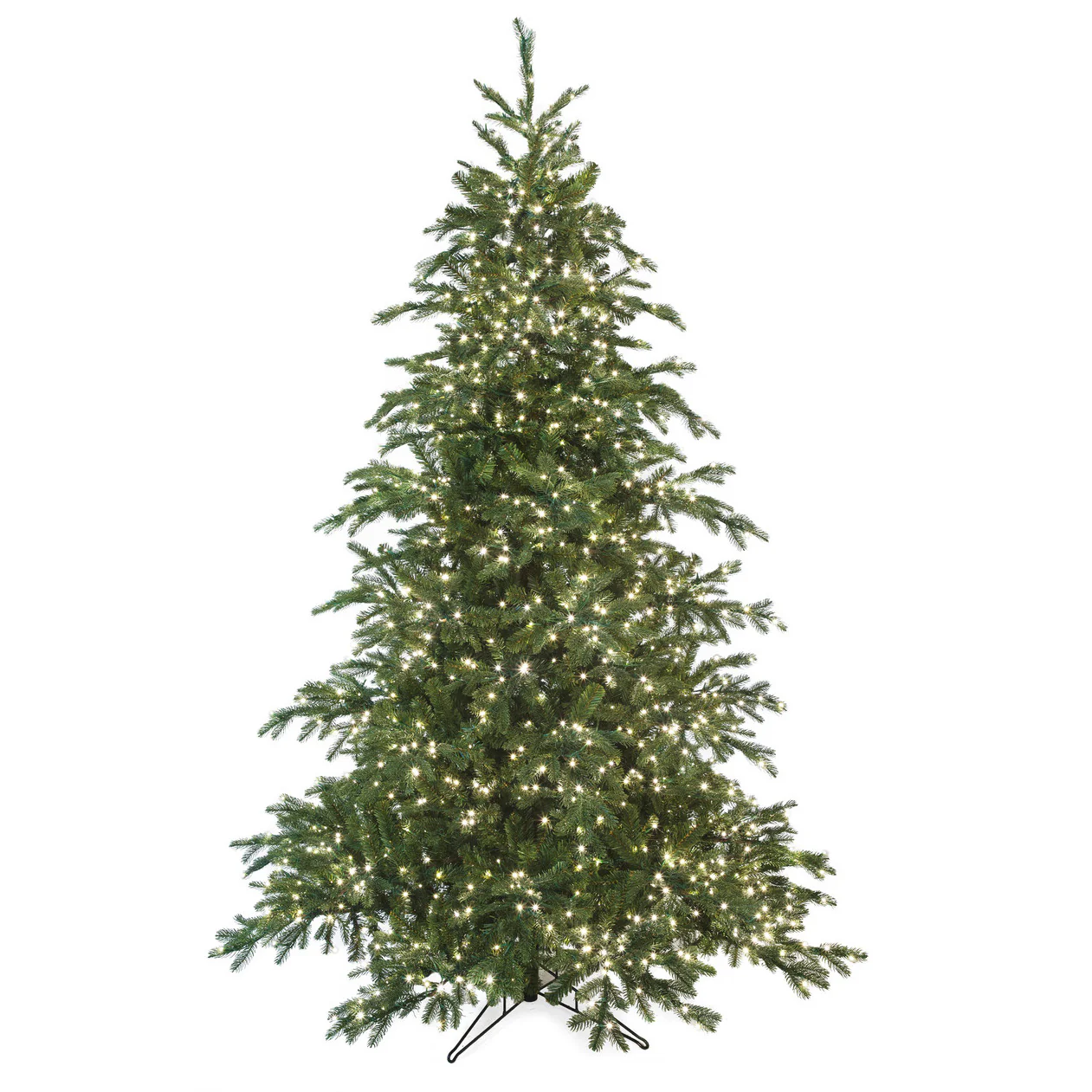7'6"Hx61"W PE Cumberland Fir Artificial Christmas Tree, Micro LED Pre-Lit -Green