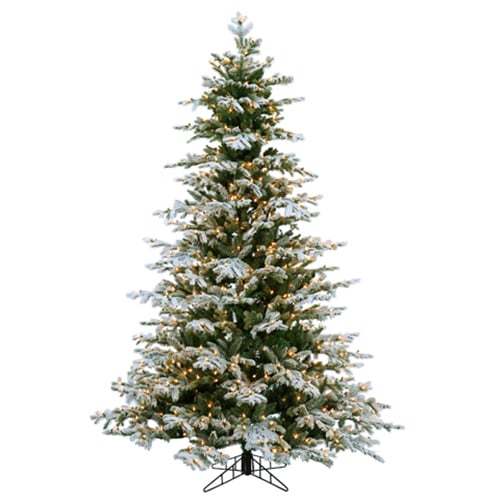7'6"Hx61"W Snowy Norway Spruce Artificial Christmas Tree, Pre-Lit -Snow
