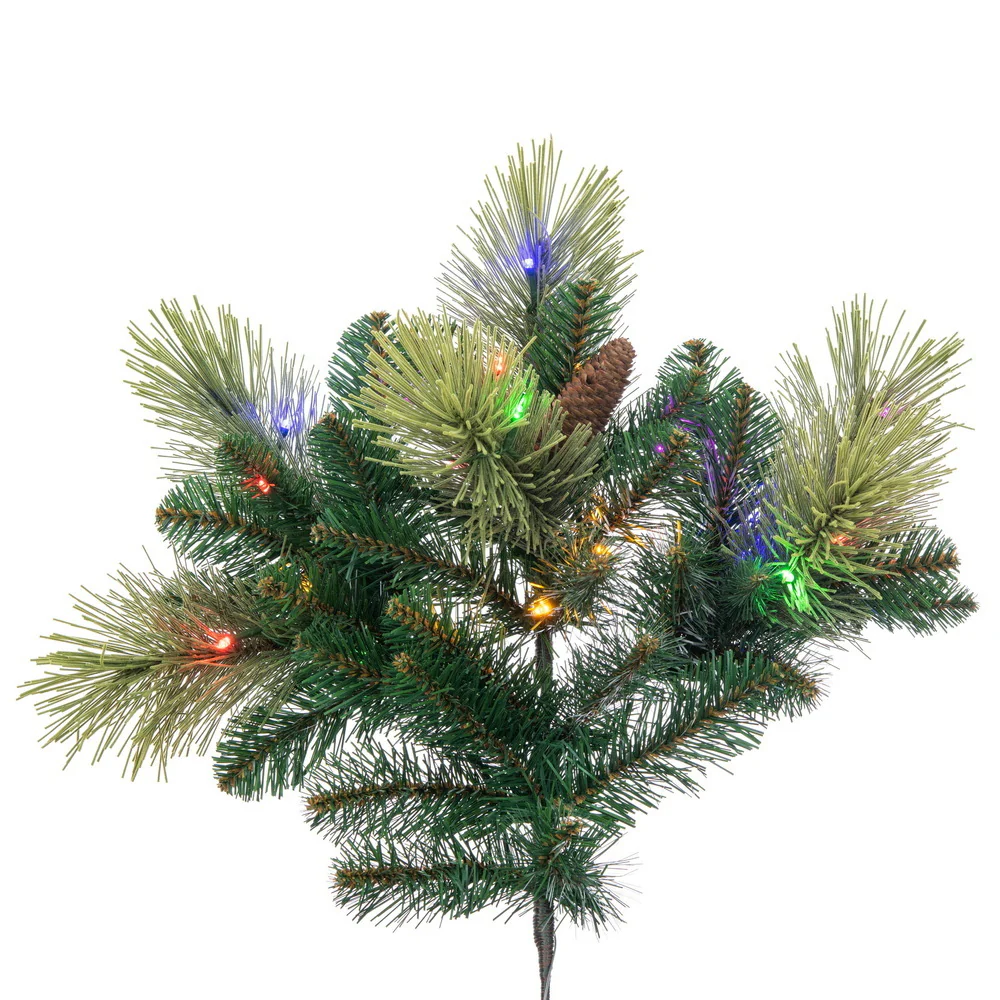 7'6"Hx62"W PE Emerald Mixed Fir & Pinecone Artificial Christmas Tree, LED Pre-Lit (Multi-Mode) -Green/Brown - Image 3