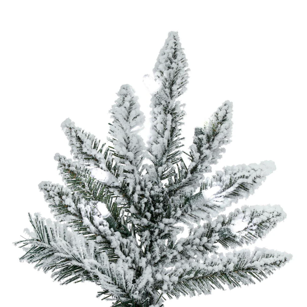 7'6"Hx65"W Flocked Utica Fir Artificial Christmas Tree, LED Pre-Lit -White/Green - Image 5