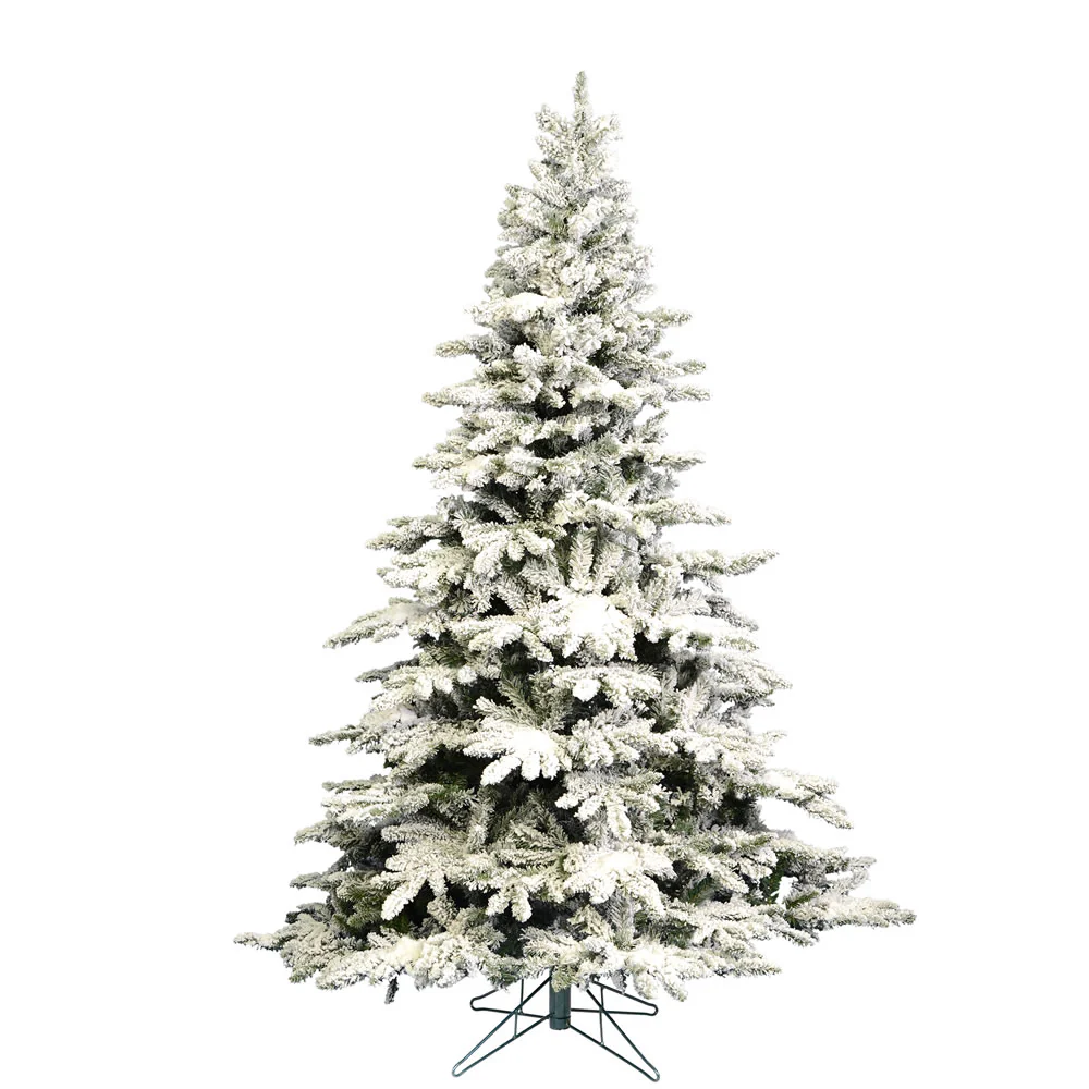 7'6"Hx65"W Flocked Utica Fir Artificial Christmas Tree, Unlit -White/Green