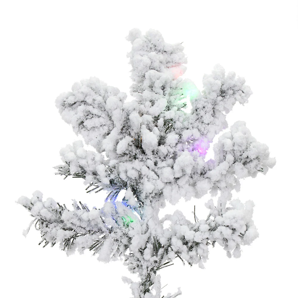 7'6"Hx68"W Flocked Alaskan Pine Artificial Christmas Tree, LED Pre-Lit (Multicolor) -White - Image 2
