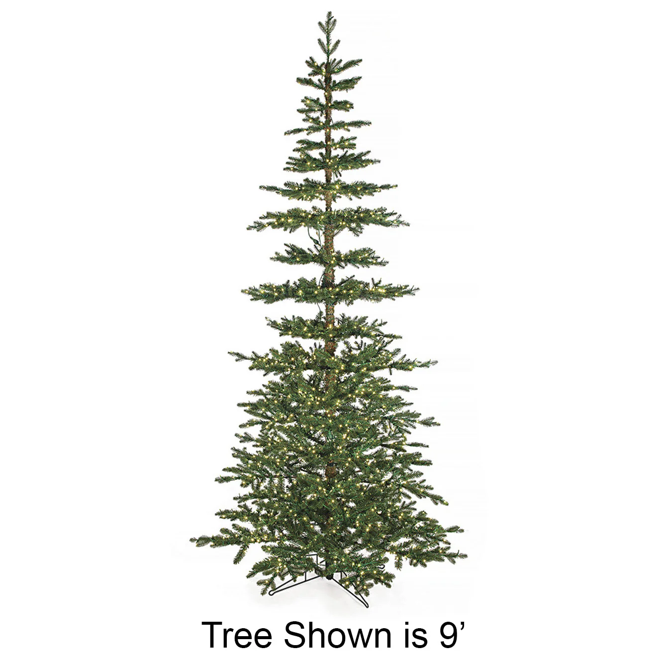 7'6"x49"W PE Slim Hartford Artificial Christmas Tree, Micro LED Pre-Lit -Green