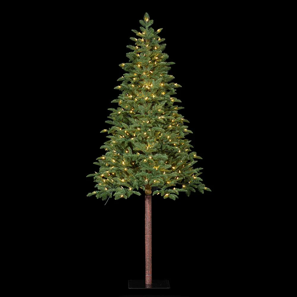7'Hx42"W Pencil Pine Artificial Christmas Tree w/Metal Plate, LED Pre-Lit -Green - Image 2