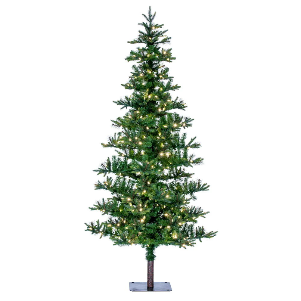 7'Hx44"W Shawnee Fir Artificial Christmas Tree, LED Pre-Lit -Green