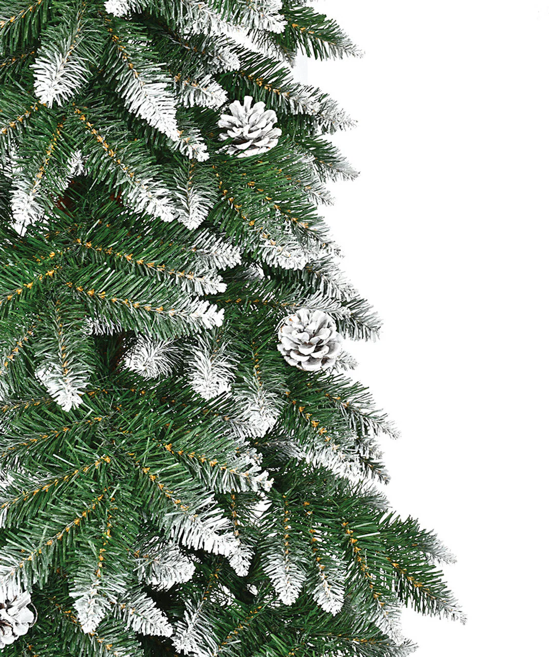 7'Hx44"W Snow Tipped Alpine & Pinecone Artificial Christmas Tree, Unlit -Green/White - Image 2