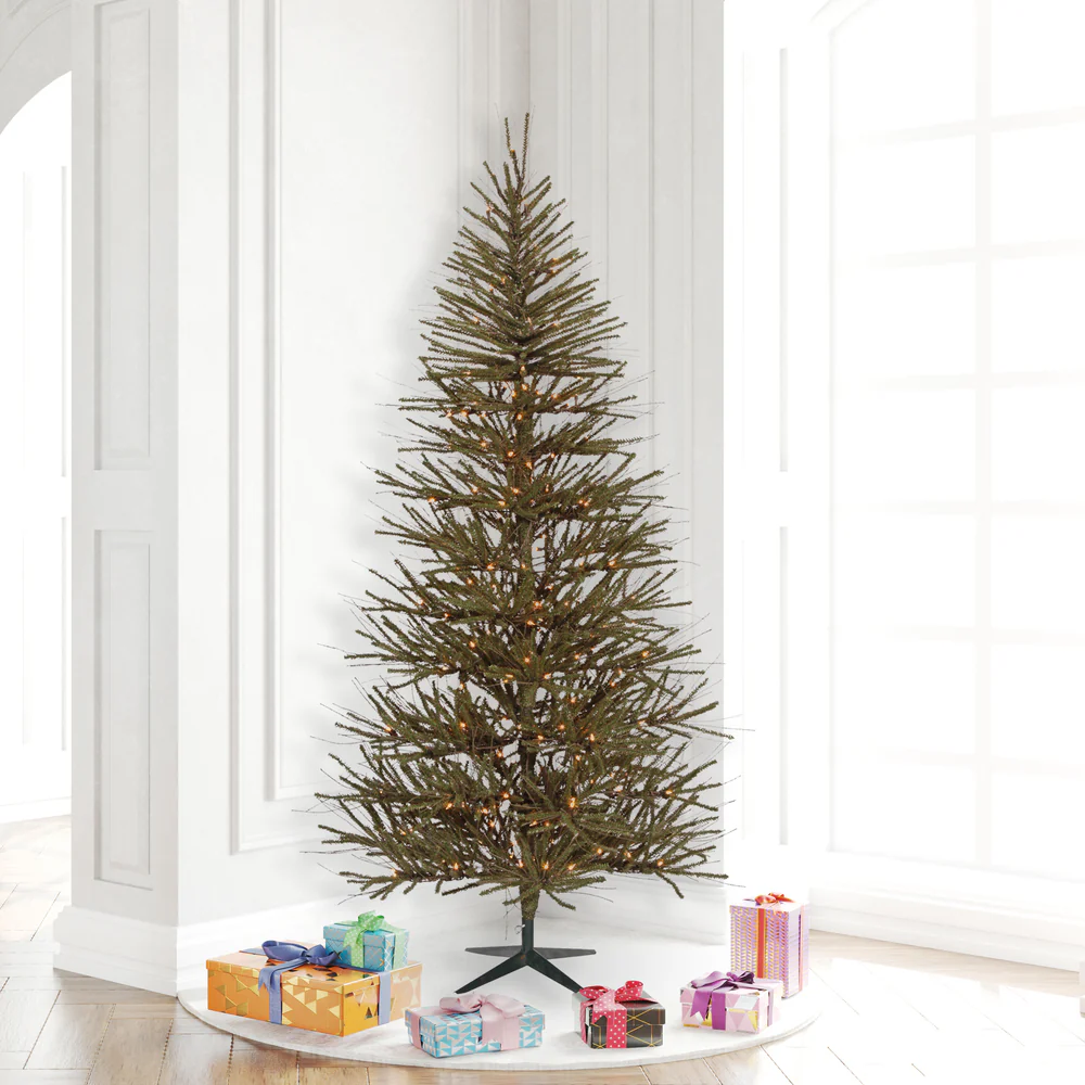 7'Hx46"W Vienna Twig Artificial Christmas Tree, LED Pre-Lit -Brown/Green - Image 4
