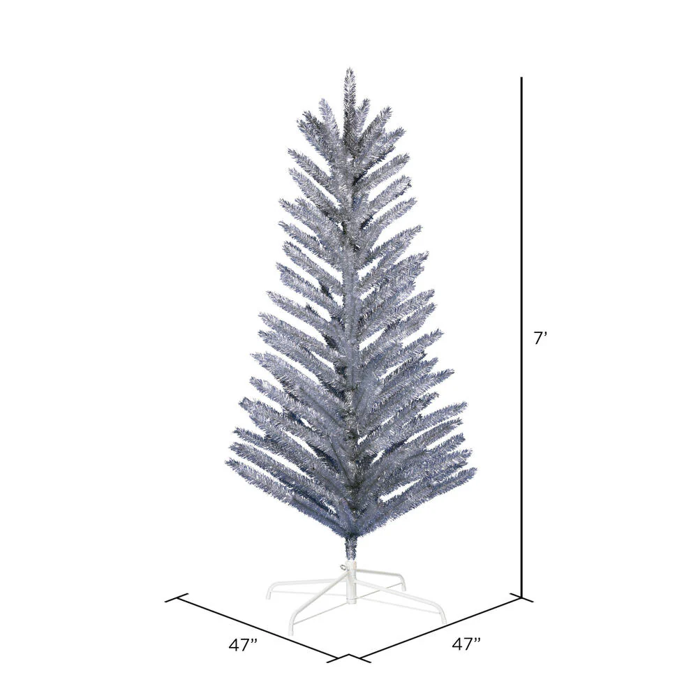 7'Hx47"W Vintage Aluminum Pine Artificial Christmas Tree, Unlit -Silver - Image 3