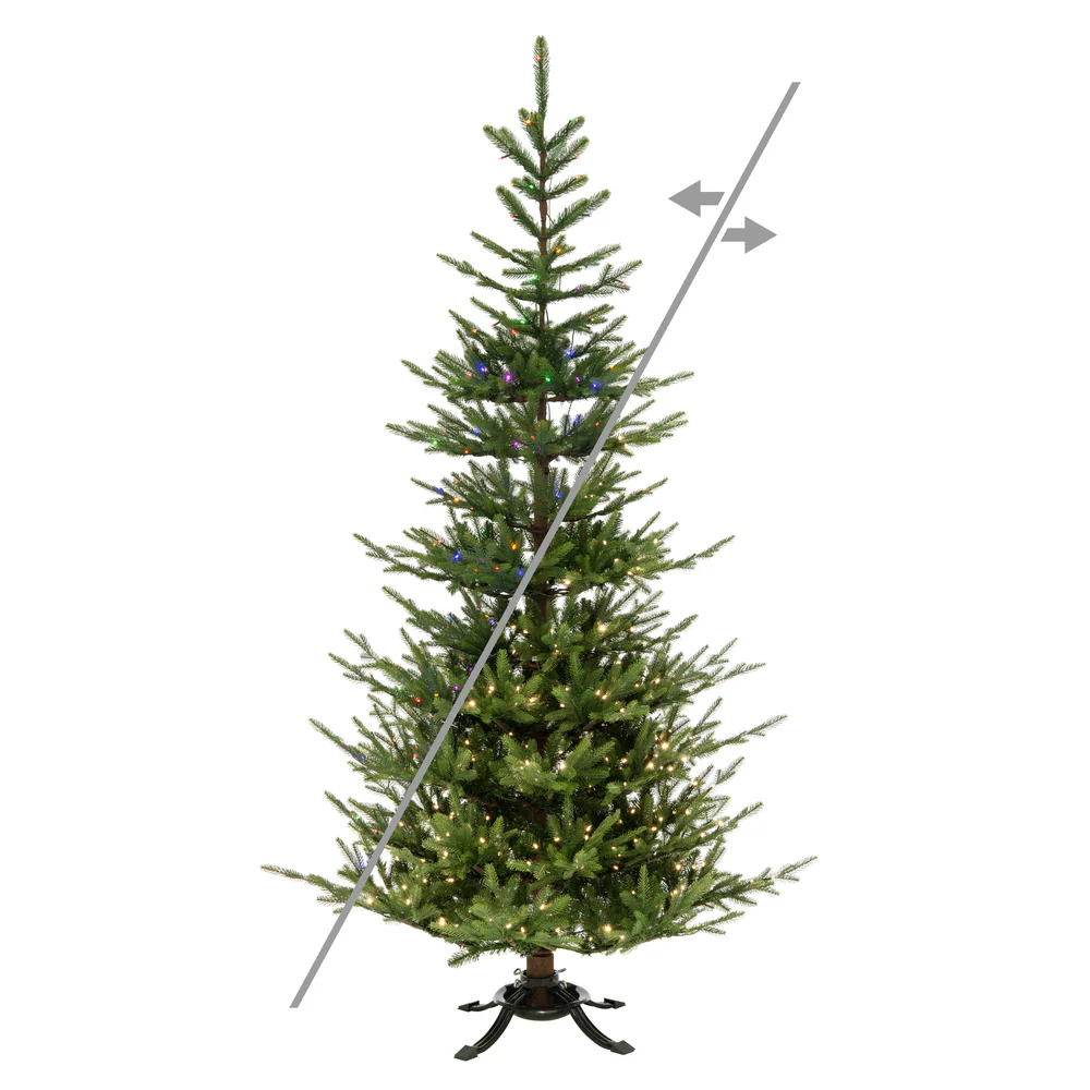 7'Hx54"W PE Norway Spruce Artificial Christmas Tree, LED Pre-Lit (Multi-Mode) -Green