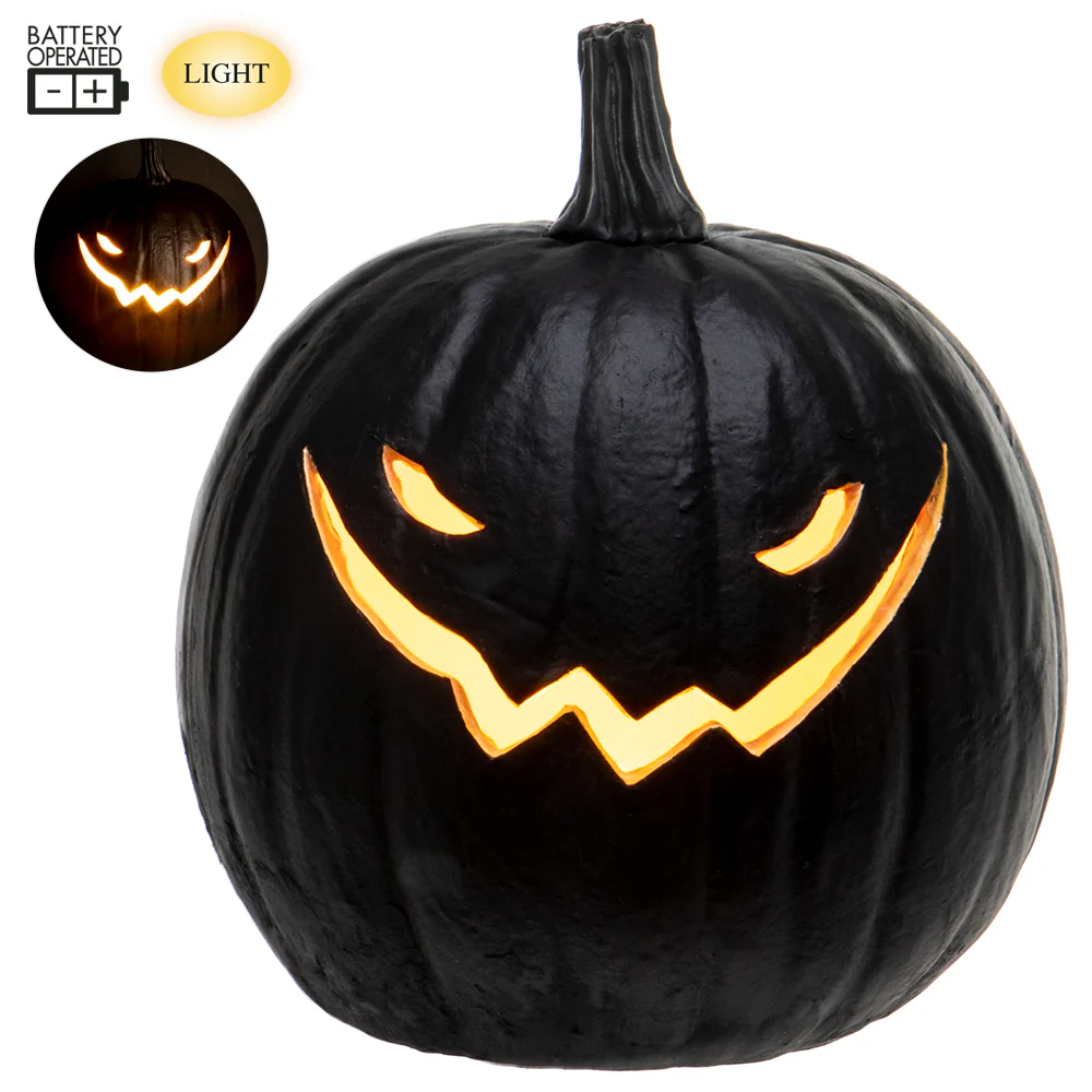 7"Hx6.2"W Battery Operated Halloween Jack-O-Lantern Pumpkin With Light -Black (Pack of 4)