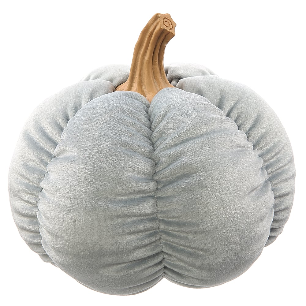 7"Hx7.5"W Artificial Fabric Pumpkin -Gray (Pack of 12)