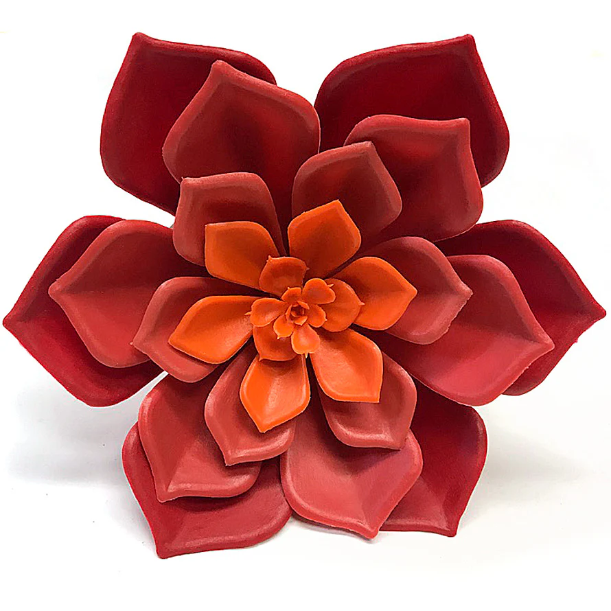 7"Hx7"W Outdoor UV-Proof Artificial Echeveria Succulent Stem -Red/Orange (Pack of 6)