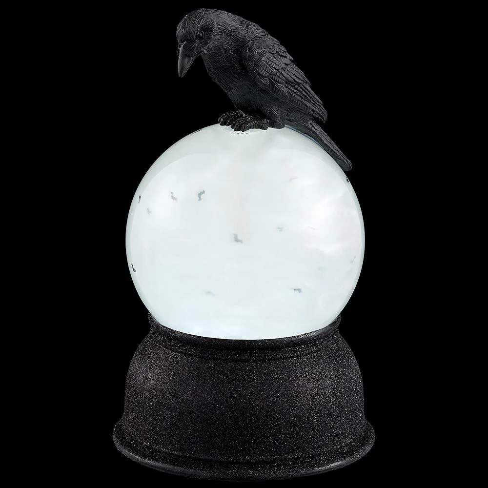 8.25" Battery Operated Halloween Crow Water Globe With Light -Black - Image 2