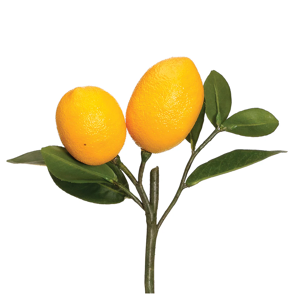 8.5" Artificial Lemon Stem Pick -Yellow (Pack of 12)
