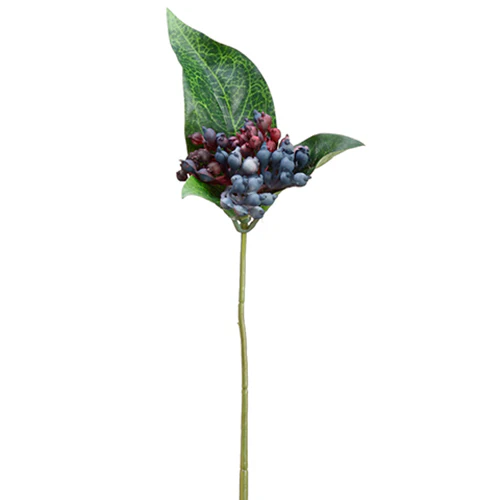 8.5" Viburnum Artificial Berry Stem -Blue/Black (Pack of 24)